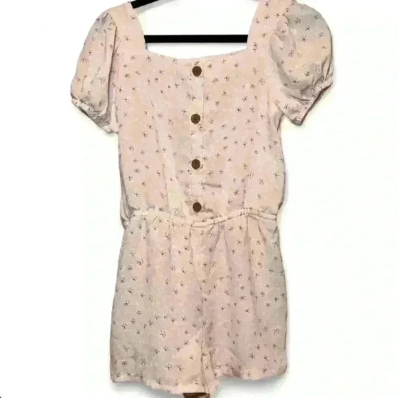 Kensie Girl - Light Peach Floral Jumper w Puffy sleeves-Girls 12 - Picture 1 of 5